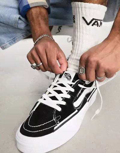 Кроссовки Vans Sk8-low Reconstruct, черный, белый 131864743 | black (lpn22996522)-1