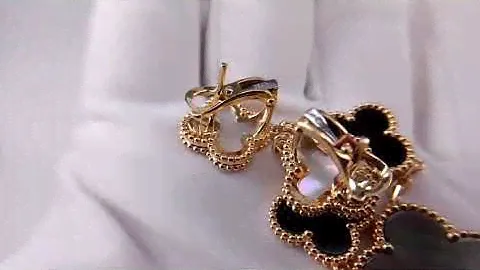 Van Cleef Arpels Magic Alhambra earrings, 3 motifs Yellow gold, Mother-of-pearl, Onyx