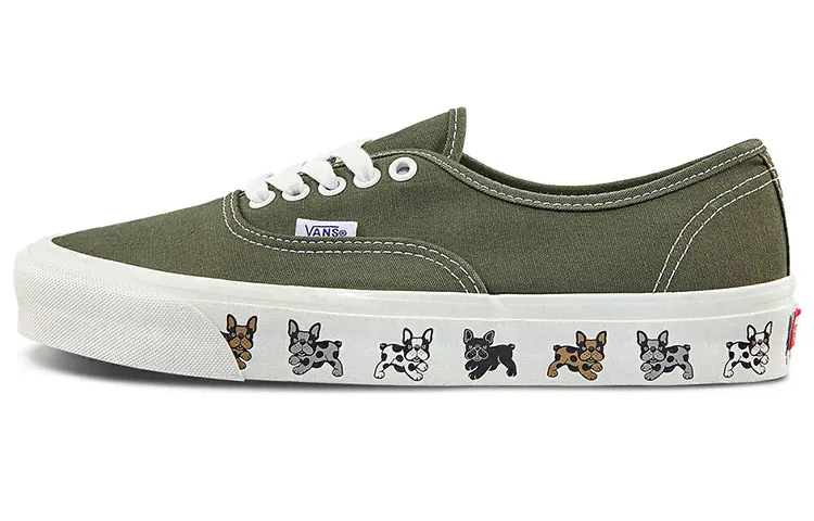 Vans Authentic 44 DX Classic Casual Dog Fun Print Low Panel Shoes Same Jungle Green-0